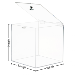 Kam Kilitli Menteşeli Kapaklı Şeffaf Akrilik Kutu - Özel Boyut
